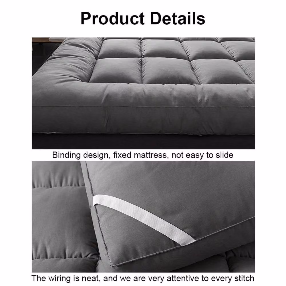 PAWNORA Grey Double Hotel Quality Mattress Topper, W/D: 140 x 200 cm – 4