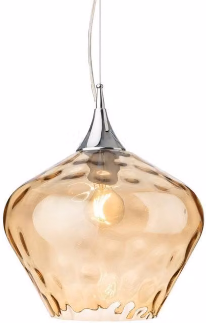 Netlighting Titan Dome Pendant Light in Chrome with Amber Glass and Grey Accents