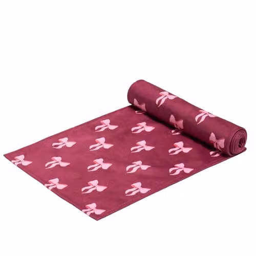 OHS Burgundy Matte Velvet Bow Print Table Runner, W/L: 33 x 200 cm – 2