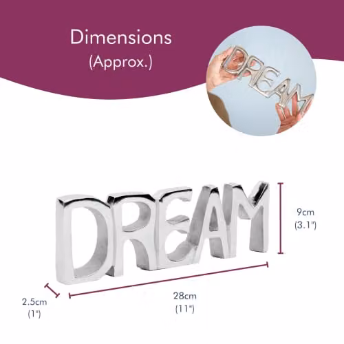 Paper High Dream Sign in Silver Reclaimed Metal, W: 28 cm, H: 9 cm – 2