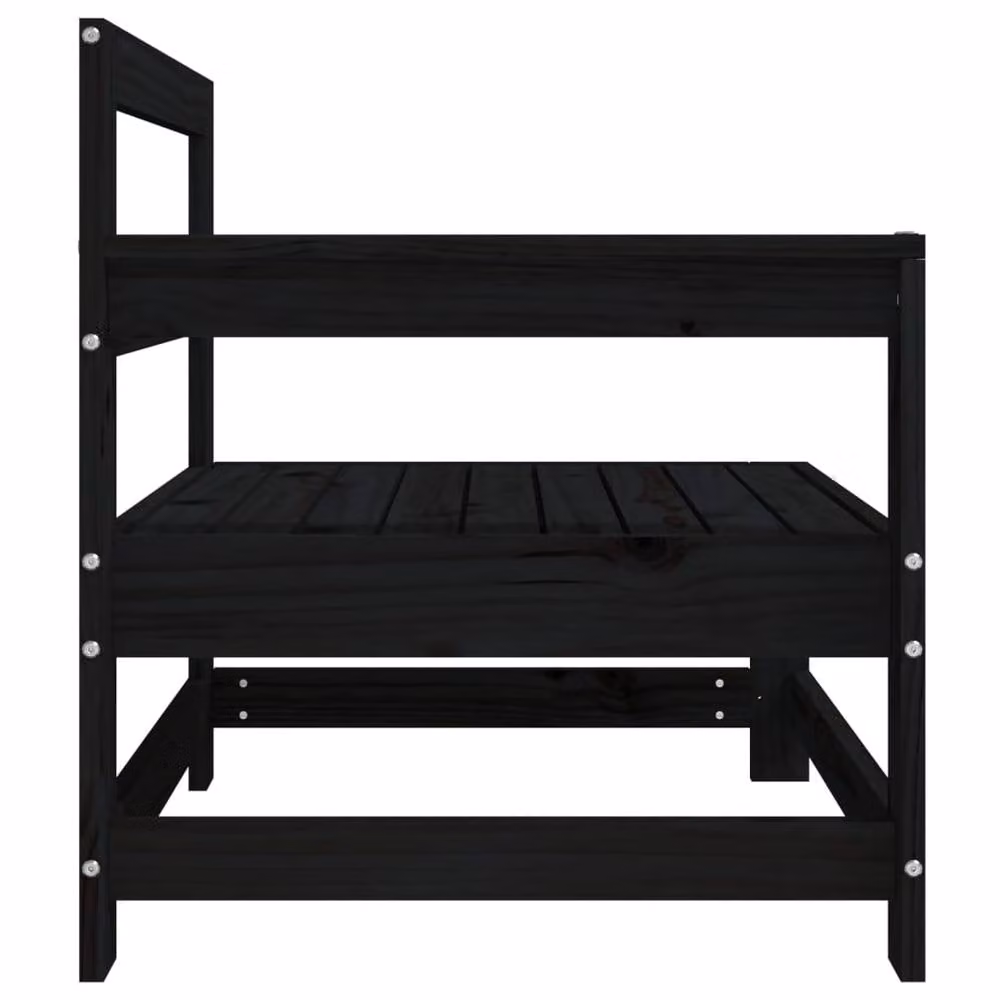 Berkfield Home 2-Piece L-Shape Garden Corner Sofa Set in Black Solid Pine Wood – 4