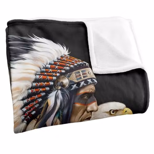 JQ Licensing Native American Wolf and Eagle Super Soft Snuggle Blanket, Multicolour, 91.44 x 147 cm – 3