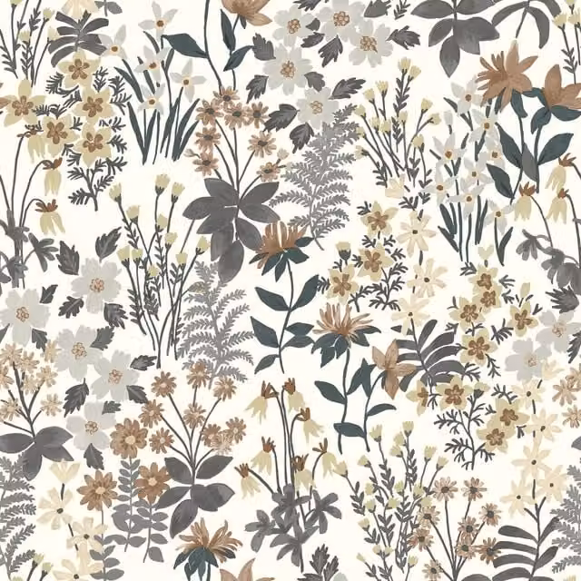 Grandeco Ditsy Floral Agnala Botanical Textured Wallpaper, Blue Green and Pink