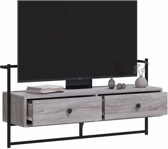 Berkfield Home Wall-mounted TV Cabinet in Grey Sonoma, W: 100.5 cm, D: 30 cm, H: 51 cm – 1