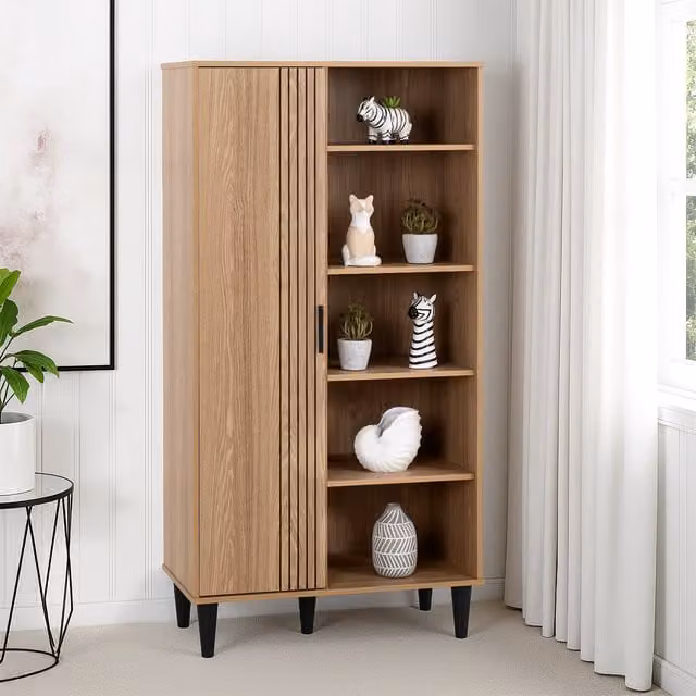 Seconique Tessa 1 Door Bookcase Unit in Natural Oak