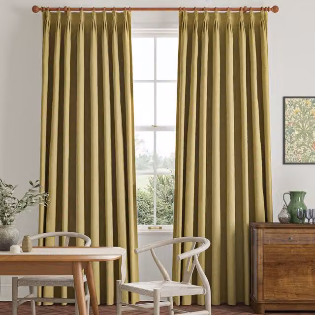 William Morris Reed Made To Measure Blackout Curtains in Green and Yellow