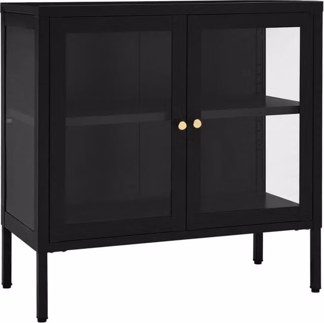 Berkfield Home Black Steel and Glass Sideboard W/D/H: 70 x 35 x 70 cm – 1