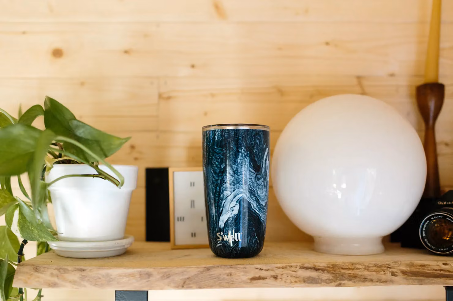 S'well Azurite Marble Tumbler with Lid, Blue and Multicolour, 530ml – 2