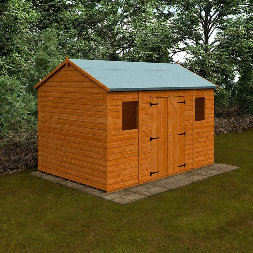 Buttercup Farm Workman Apex 12mm Wooden Shed with Double Doors and Window in Burnt Orange, W: 235 cm, D: 355 cm, H: 254.5 cm – 2