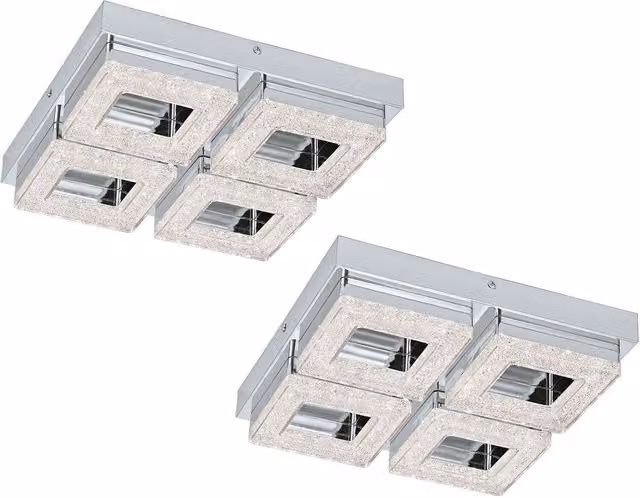 Loops 2 Pack Modern Chrome and Clear Crystal LED Ceiling and Wall Flush Lights