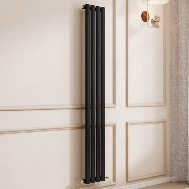 Banyetti Orva Black Vertical Single Oval Column Radiator, H 160 cm x W 23.6 cm – 1