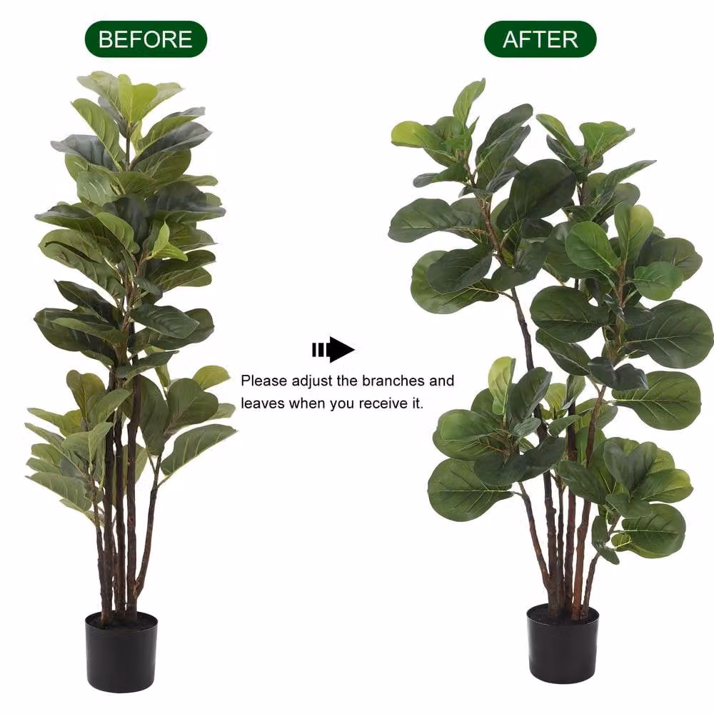 London Boutique 120cm Artificial Fiddle Leaf Fig Tree in Green – 2