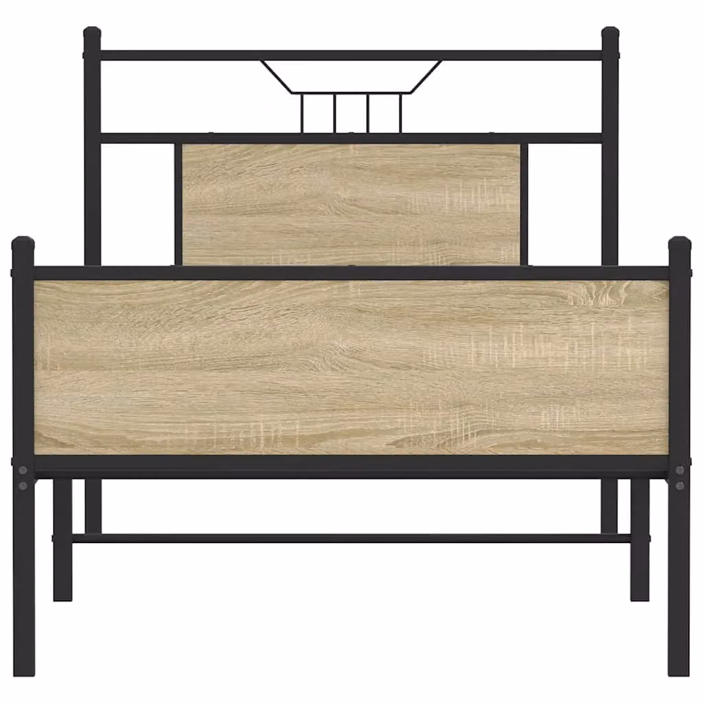 Berkfield Home Sonoma Oak Bed Frame in Brown, W/D/H: 90 x 200 cm – 3