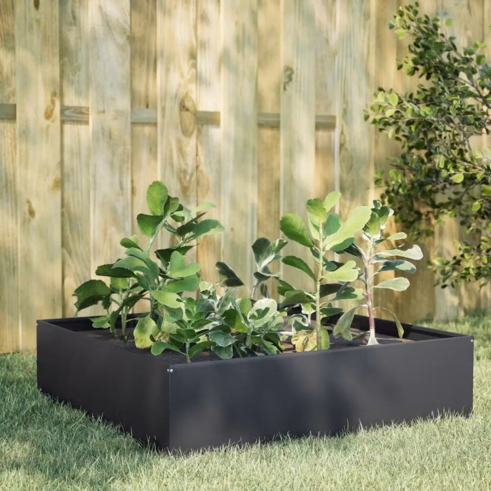 Berkfield Home Garden Steel Raised Bed in Anthracite Grey, W/D/H: 100 x 100 x 25 cm – 2