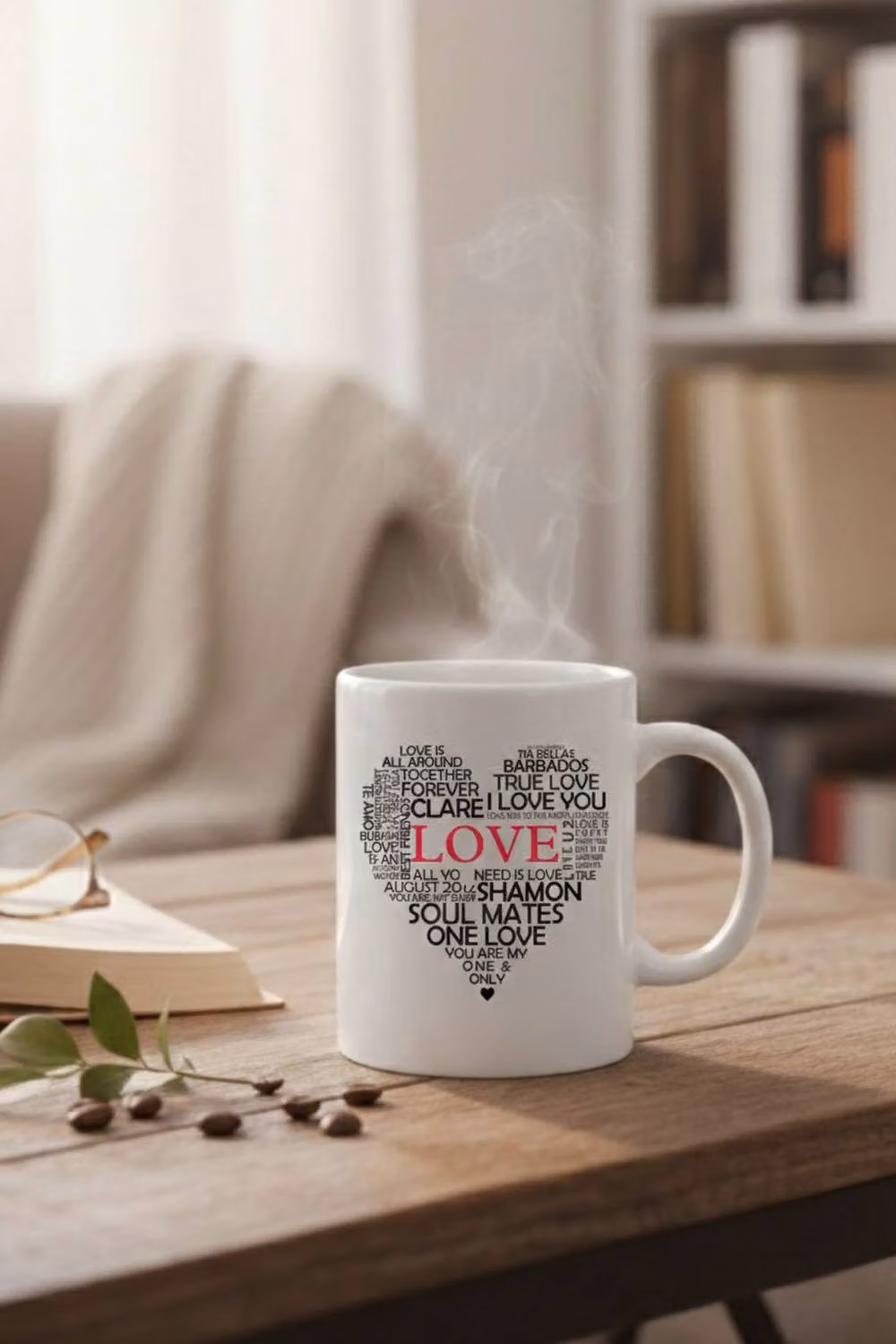 Dyzi Love Typography Heart Printed Ceramic Mug in White – 3