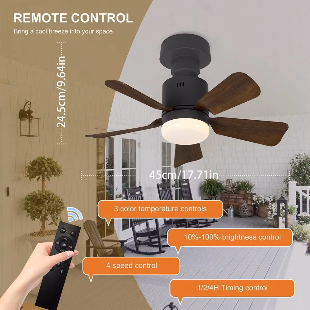 NIVOR Dimmable LED Ceiling Fan Light with Remote Control, E27 Socket, 4 Speeds and 3 CCT, Dark Brown, Diameter: 45 cm – 2