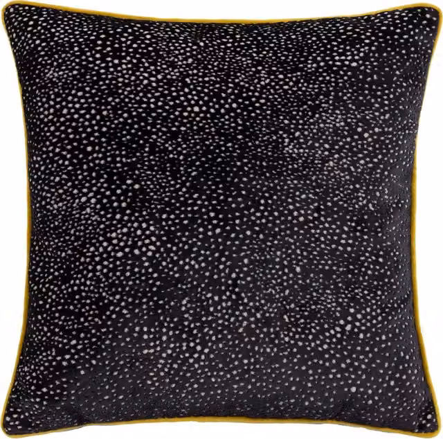 Make It A Home Estelle Spotted Velvet Cushion in Black and Gold