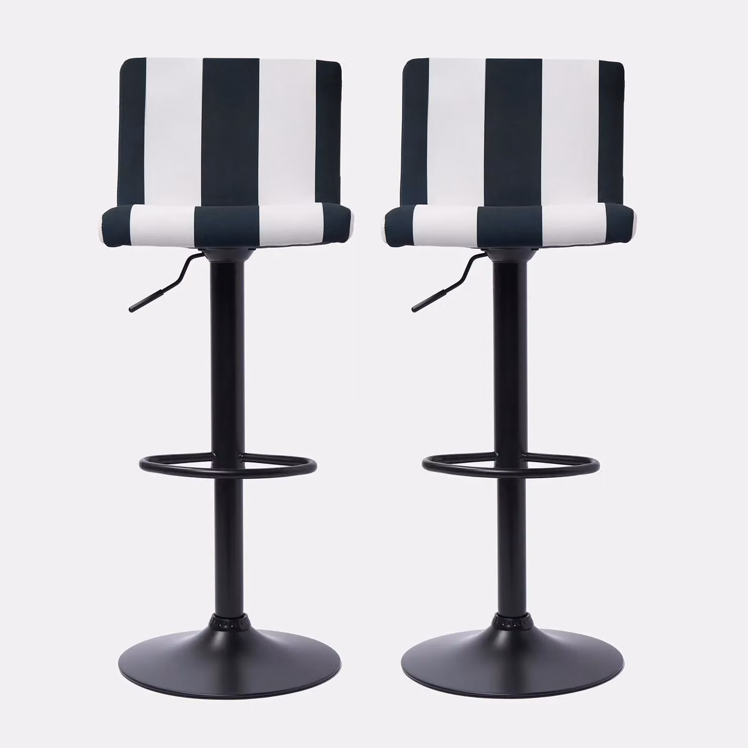 OHS Set of 2 White Velvet Adjustable Swivel Bar Stools with Metal Legs – 2