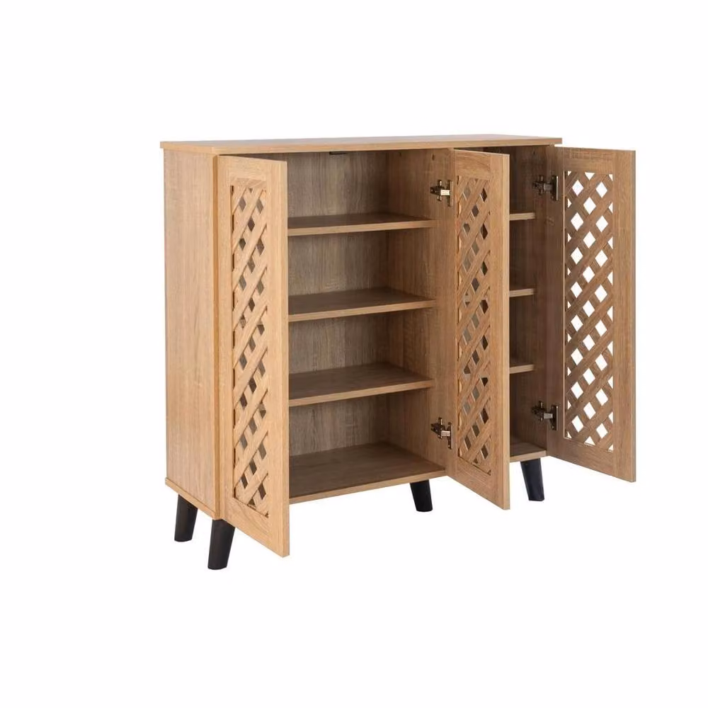 SPETLEK 3 Door Shoe Storage Cabinet in Natural Oak – 2