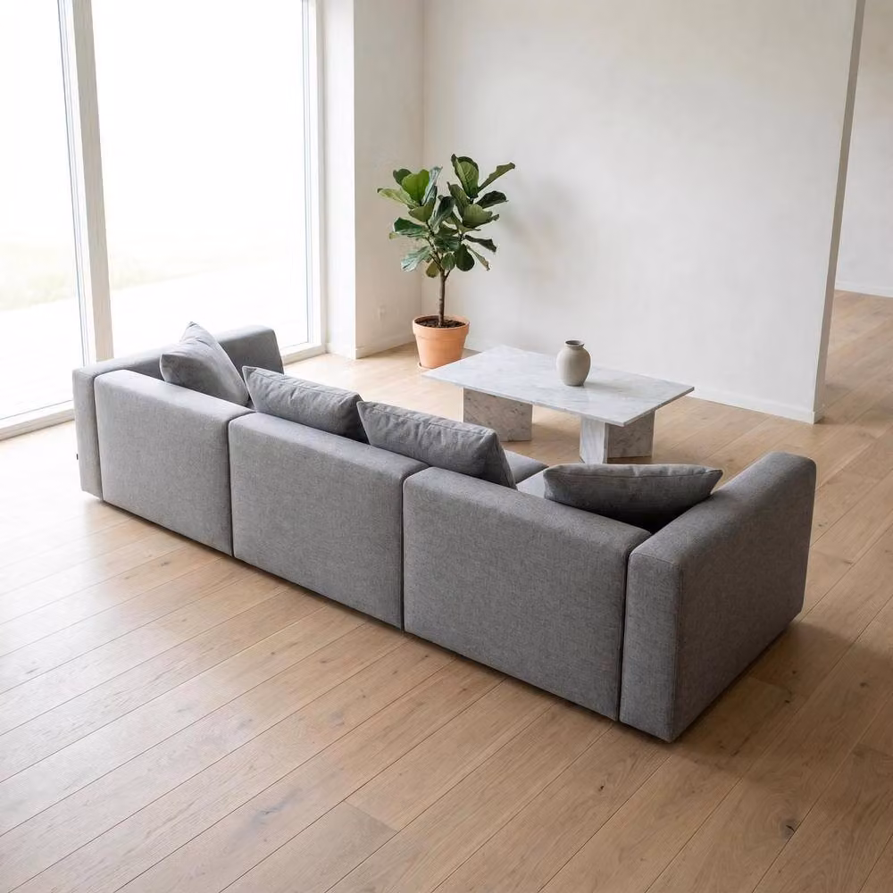 Abakus Direct Tokyo 5 Seater Sofa in Grey Brushed Tweed Fabric with Deep Seats – 2
