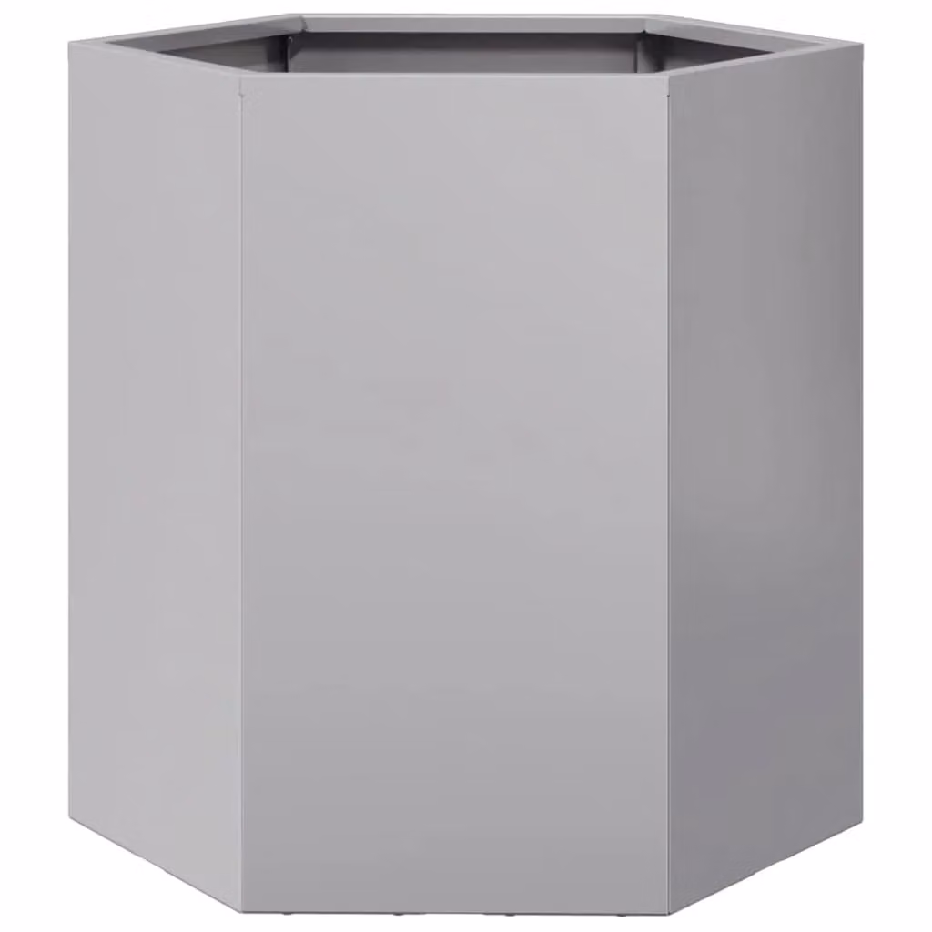Berkfield Home Hexagon Garden Planter in Silver Galvanised Steel, W: 46 cm, D: 40 cm, H: 45 cm – 2