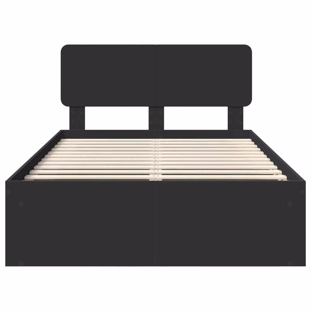 Berkfield Home Modern Bed Frame with Headboard in Black Solid Pine Wood, W: 135 cm, L: 190 cm – 4