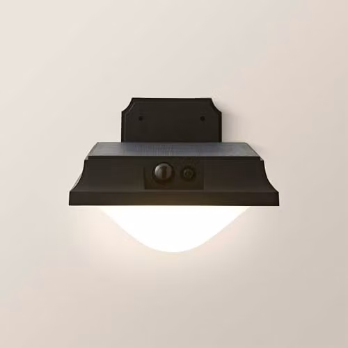 ValueLights Solar Powered LED Motion Sensor Outdoor Wall Downlighter in Black