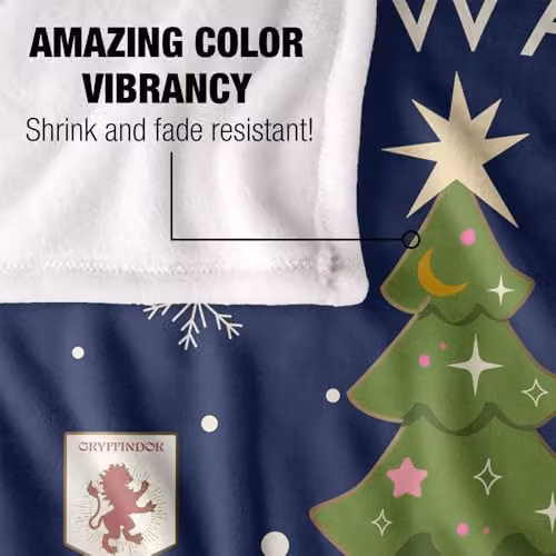 LOGOVISION Harry Potter Hogwarts Christmas Tree Super Soft Fleece Throw Blanket, Multicolour, W: 127 cm x D: 152.4 cm – 3