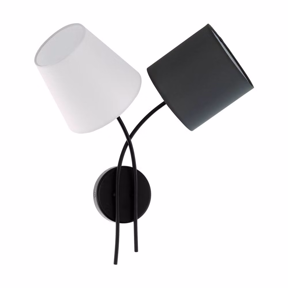 Eglo ALMEIDA Modern Wall Light with Black Metal Frame and Dual Fabric Shades, E14 – 2