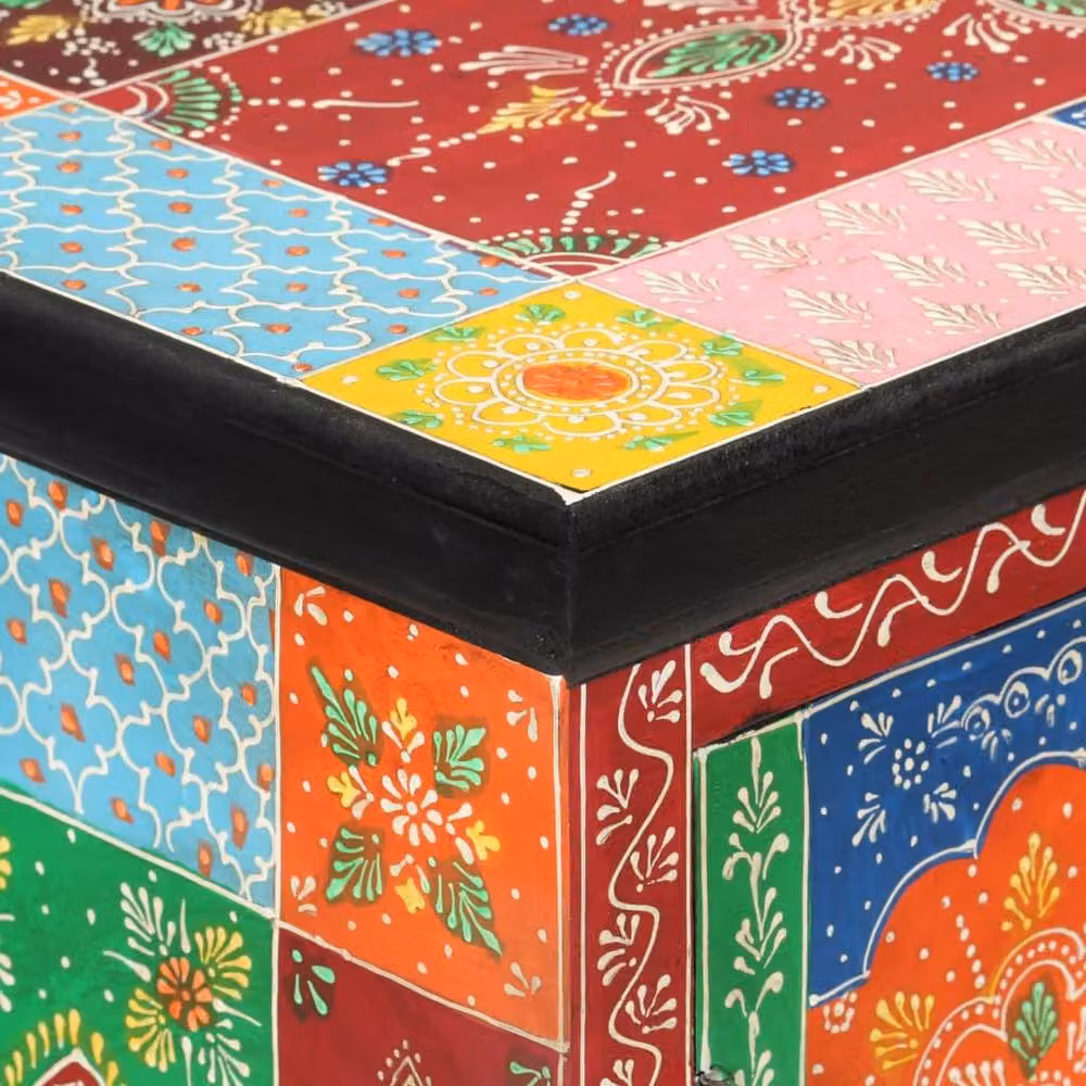 Berkfield Home Hand Painted Mango Wood Sideboard with Doors, Multicolour, W/D/H: 53 x 30 x 75 cm – 5
