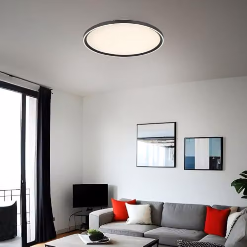 Netlighting Dublin Semi Ceiling Light Grey, Dimmable LED with Remote Control, Diameter: 50 cm – 3