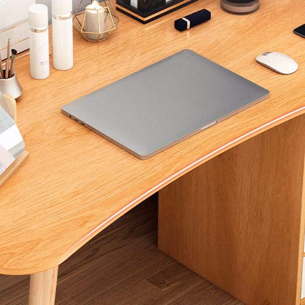 KORVIXA Modern Wood Computer Desk in Brown and Beige, Width: 100 cm – 3