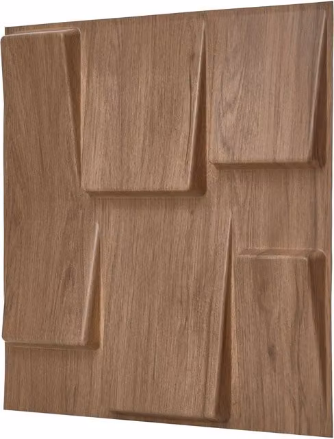 NOVECRAFTO 10 Pack Geometric Square 3D Wall Panels in Matt Brown Wood Look with Adhesive Included