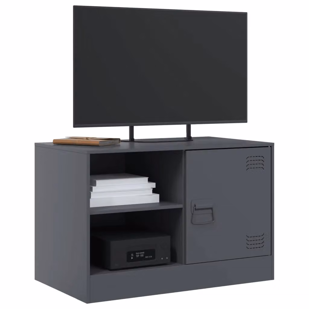 Berkfield Home TV Cabinet in Anthracite and Black Metal, W/D/H: 67 x 39 x 44 cm – 4