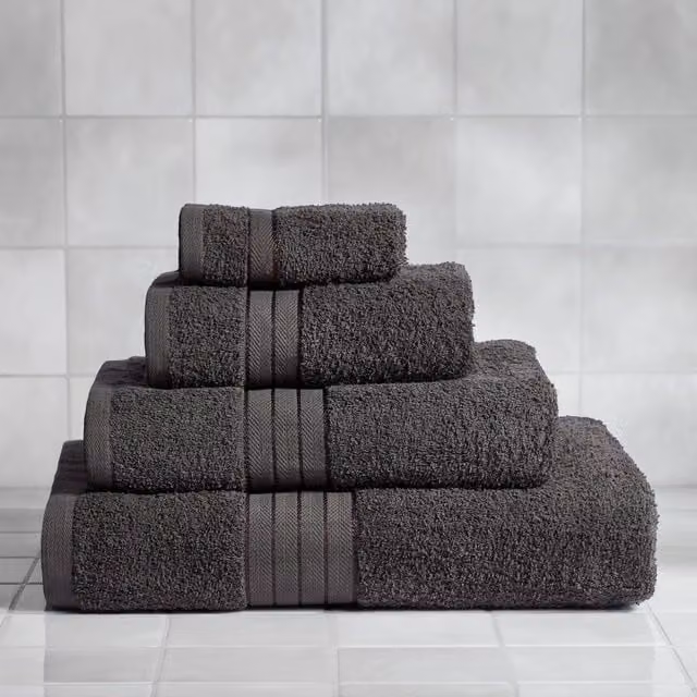OHS 10 Pack of Fluffy 100% Cotton Bath Sheets in Charcoal Grey – 1