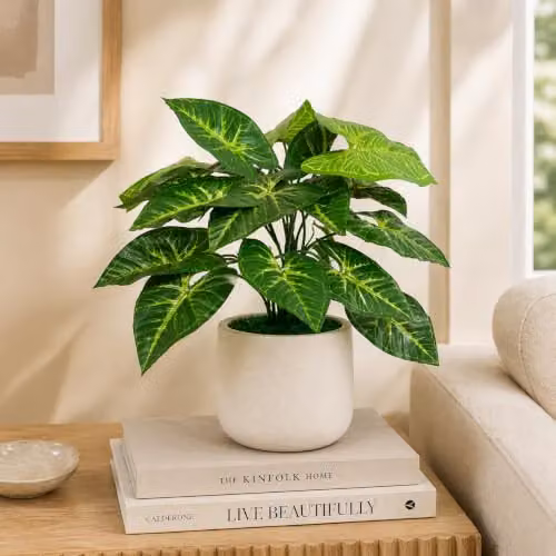 Leaf Design UK Realistic Large Artificial Potted Foliage Plant in Green, Height: 45 cm – 6
