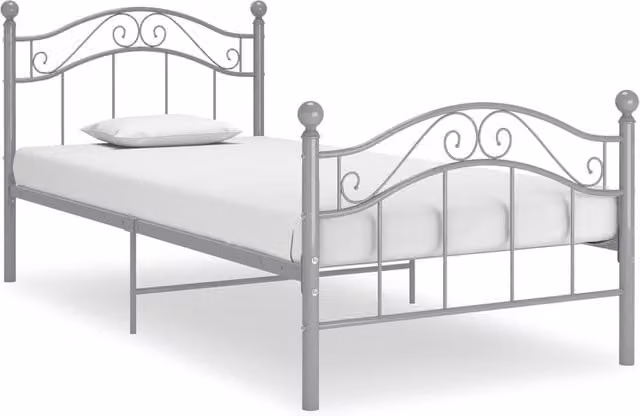 Berkfield Home Grey Metal Bed Frame W/D/H: 90 x 200 cm