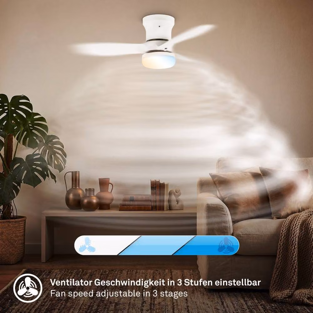 Briloner White LED Ceiling Fan with Colour Changing Light and Remote Control, 600 mm – 6