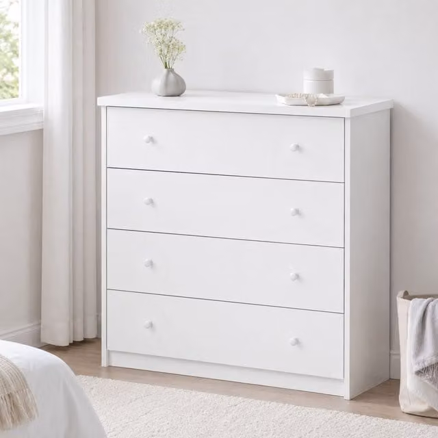 Core Products Erin White 4 Drawer Chest of Drawers with Metal Runners