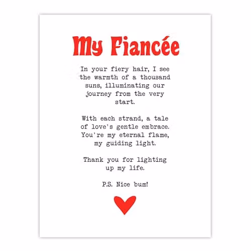 Artery8 Love Poem Ginger Fiancée Romantic Wall Art Poster Print on White Thick Paper, W: 46 cm, H: 61 cm – 1