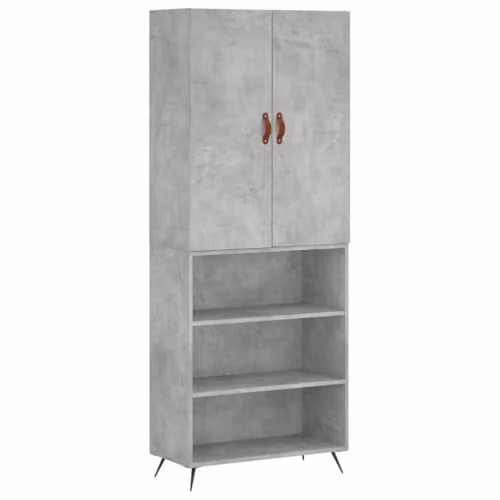 vidaXL Modern Highboard in Concrete Grey, W/D/H: 69.5 x 34 x 180 cm