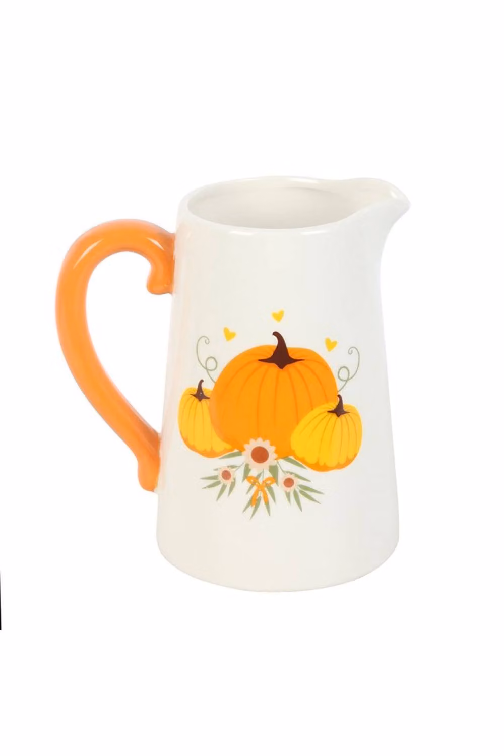 KDMD Autumn Pumpkin Ceramic Flower Jug in White and Orange – 2