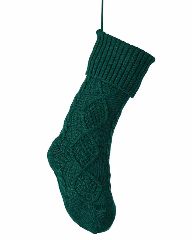 Dibor Set of 4 Green Chunky Knit Christmas Stockings – 2