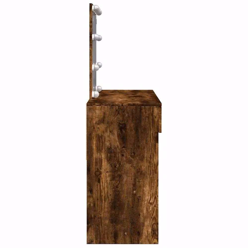 Berkfield Home Beautiful Dressing Table with LED in Smoked Oak Brown, W/D/H: 100 x 40 x 130 cm – 4