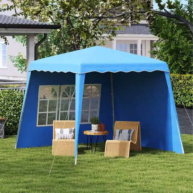 Outsunny Blue Pop Up Gazebo with Slant Legs and UPF 50 Protection, W/D: 240 x 240 cm