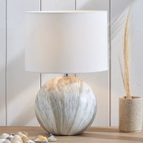 Pacific Lifestyle Scandinavian Ceramic Table Lamp with Fabric Shade in Grey and White