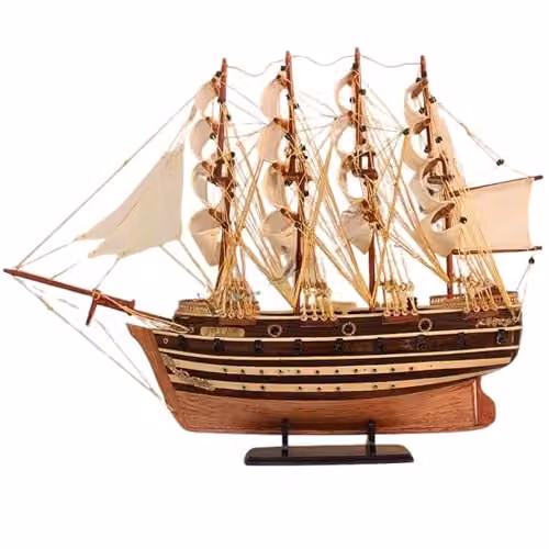 Authentic R & M Jylland Model Ship Handcrafted Wooden Historic Naval Replica with Stand, Brown – 1