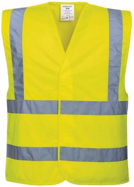 Portwest Unisex Class 2 Hi-Vis Polyester Vest in Yellow, Size S-M
