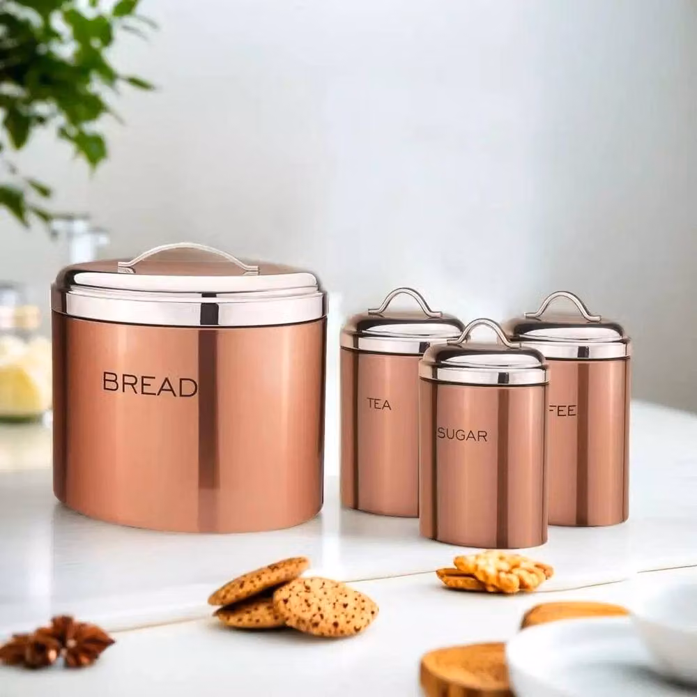 Hinsinc Rose Gold 4-Piece Airtight and Leakproof Stainless Steel Kitchen Storage Canister Set – 3