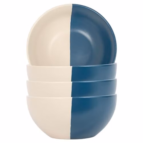 Nicola Spring Blue Stoneware Cereal Bowls, Pack of 4, Diameter: 16.5 cm – 1